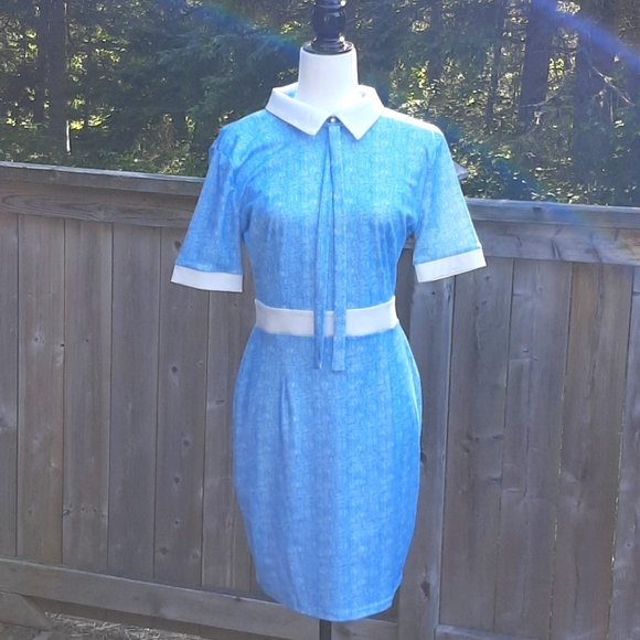 👗3/25$ 👗Blue & White Midi Dress - Picture 1 of 6